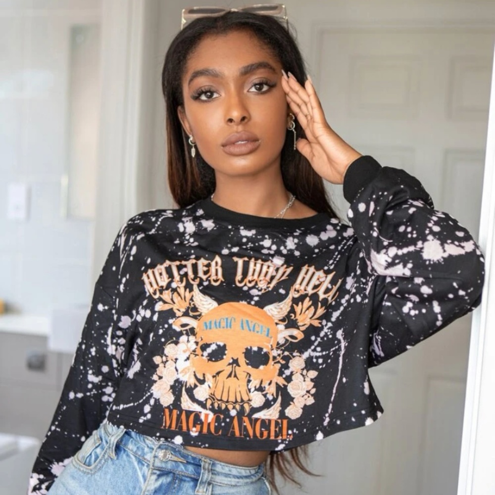 SHEIN Skull Print Crop Top